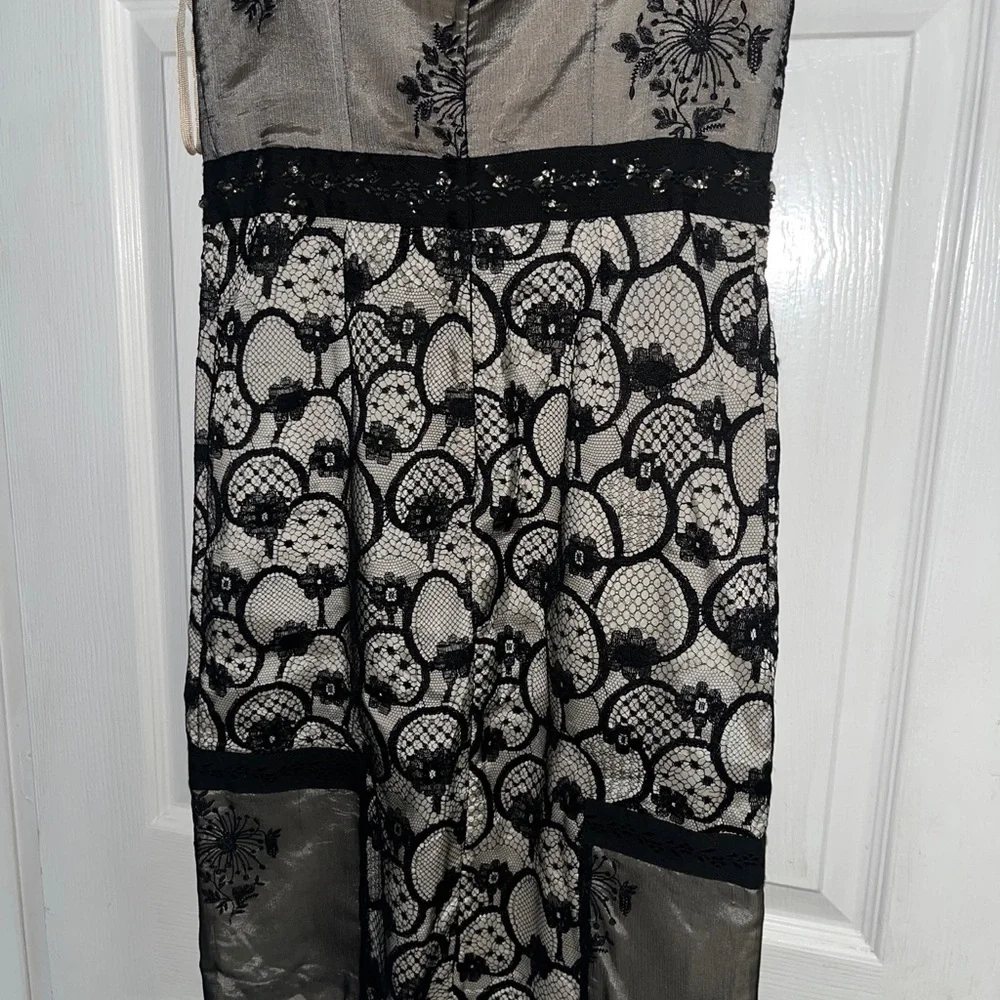 Alessandro Dell'Acqua Dress Black Ivory Lace Strapless Above Knee 44 Womens NWT - Picture 8 of 12